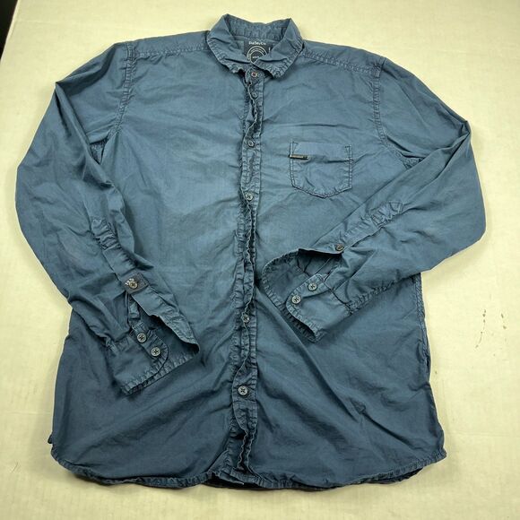 Diesel Men’s Casual Utility Button Shirt Distressed Blue Long Sleeve Grunge S - Picture 1 of 10